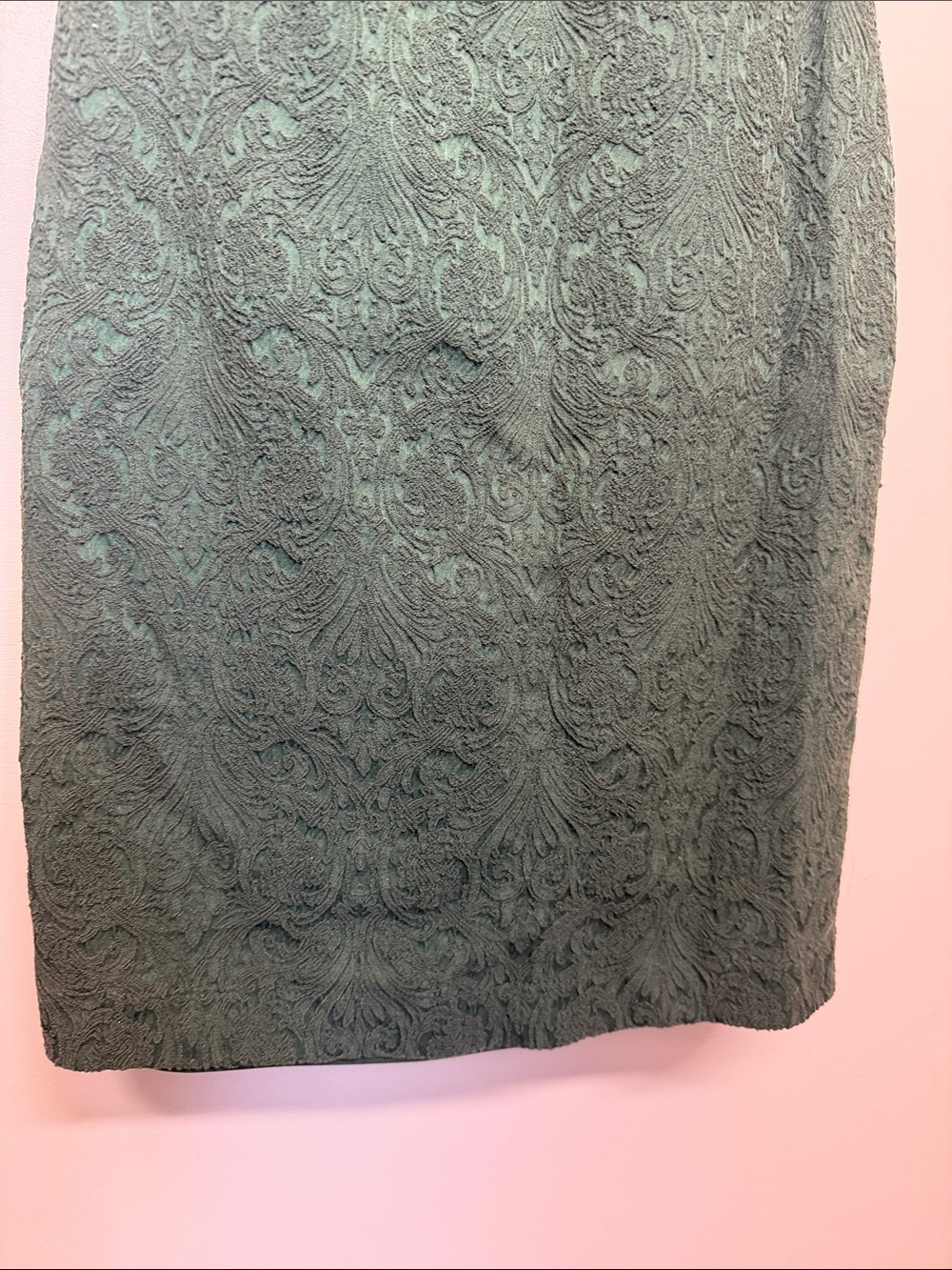 Zara Forest Green Textured Cap-Sleeve Sheath Crochet Lace Rhinestone Mini Dress - Picture 4 of 7